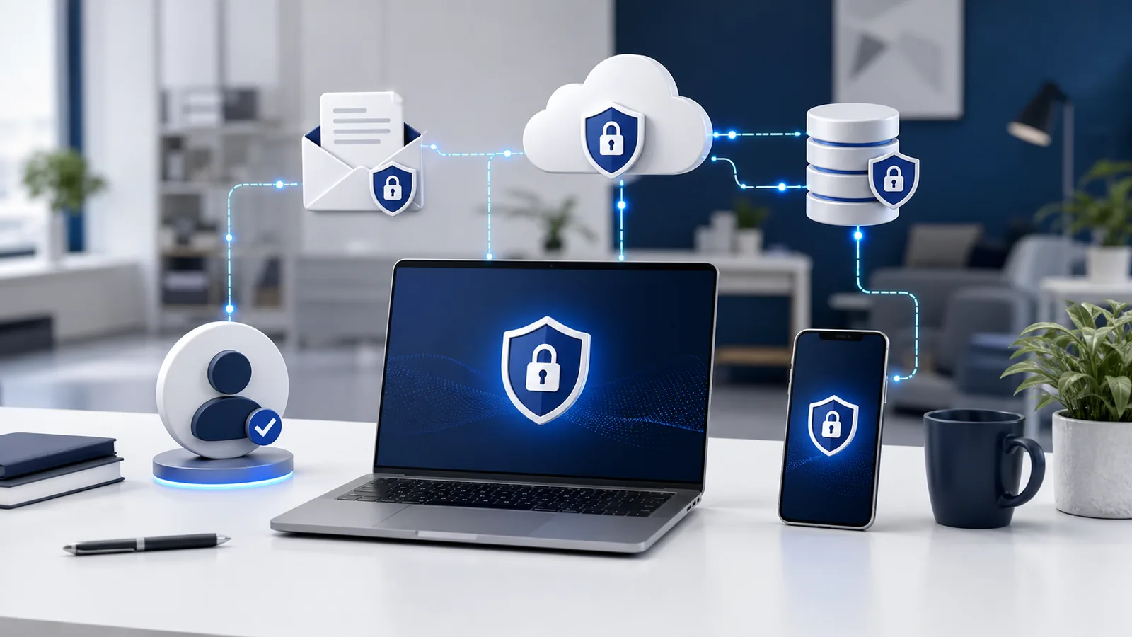 Protección coordinada de cuentas, dispositivos, correo y copias de seguridad