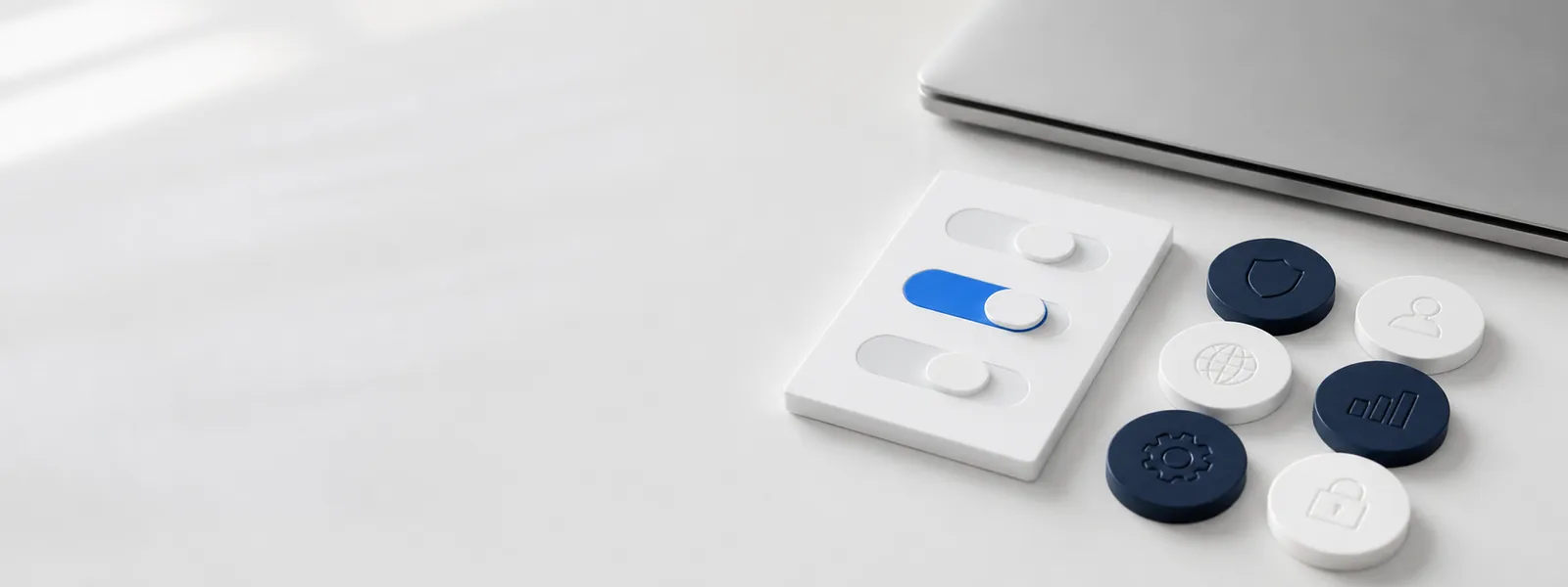 Controles visuales que representan preferencias digitales configurables